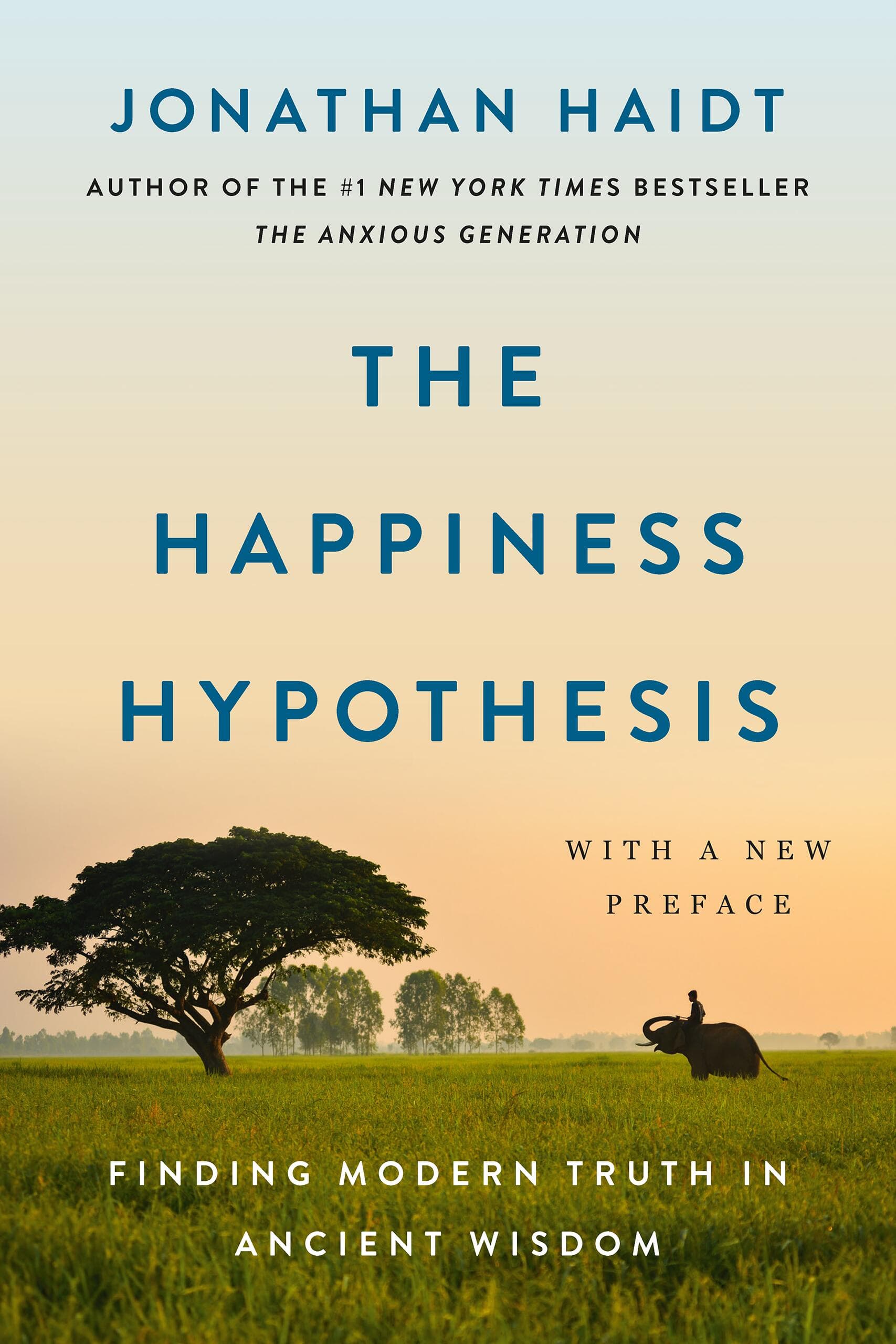 The Happiness Hypothesis book cover — twentieth-anniversary edition with a new preface